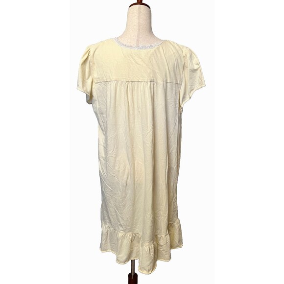 Sante Classics Womens 1X Yellow Nightgown Cotton Floral Smocking Ruffle Hem Lace - Picture 4 of 10